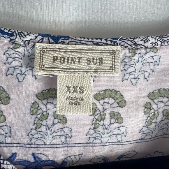 Point Sur Size Large Blouse Popover Pink Purple Floral Print Half Button Sz:XXS - Picture 7 of 13